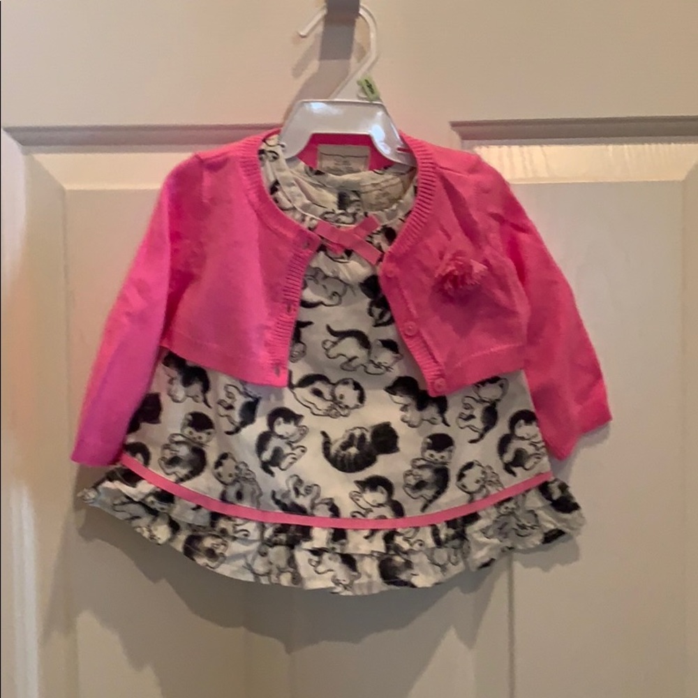 Baby kitten dress with sweater and bloomers